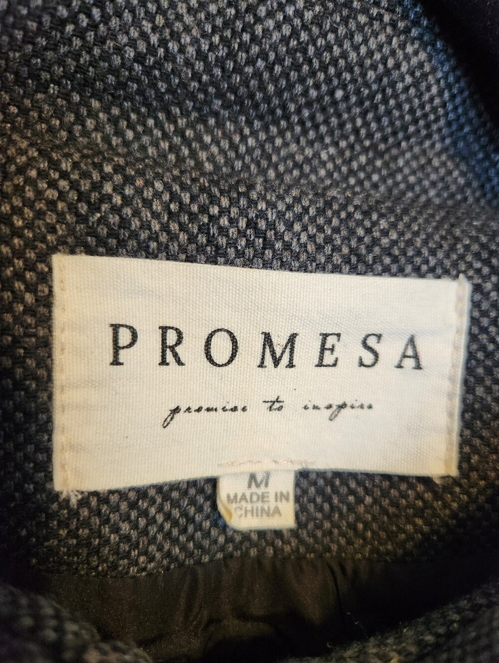 PROMESA CROPPED MOTO UTILITY JACKET FAUX LEATHER SLEEVES GRAY BLACK MEDIUM - Picture 9 of 11